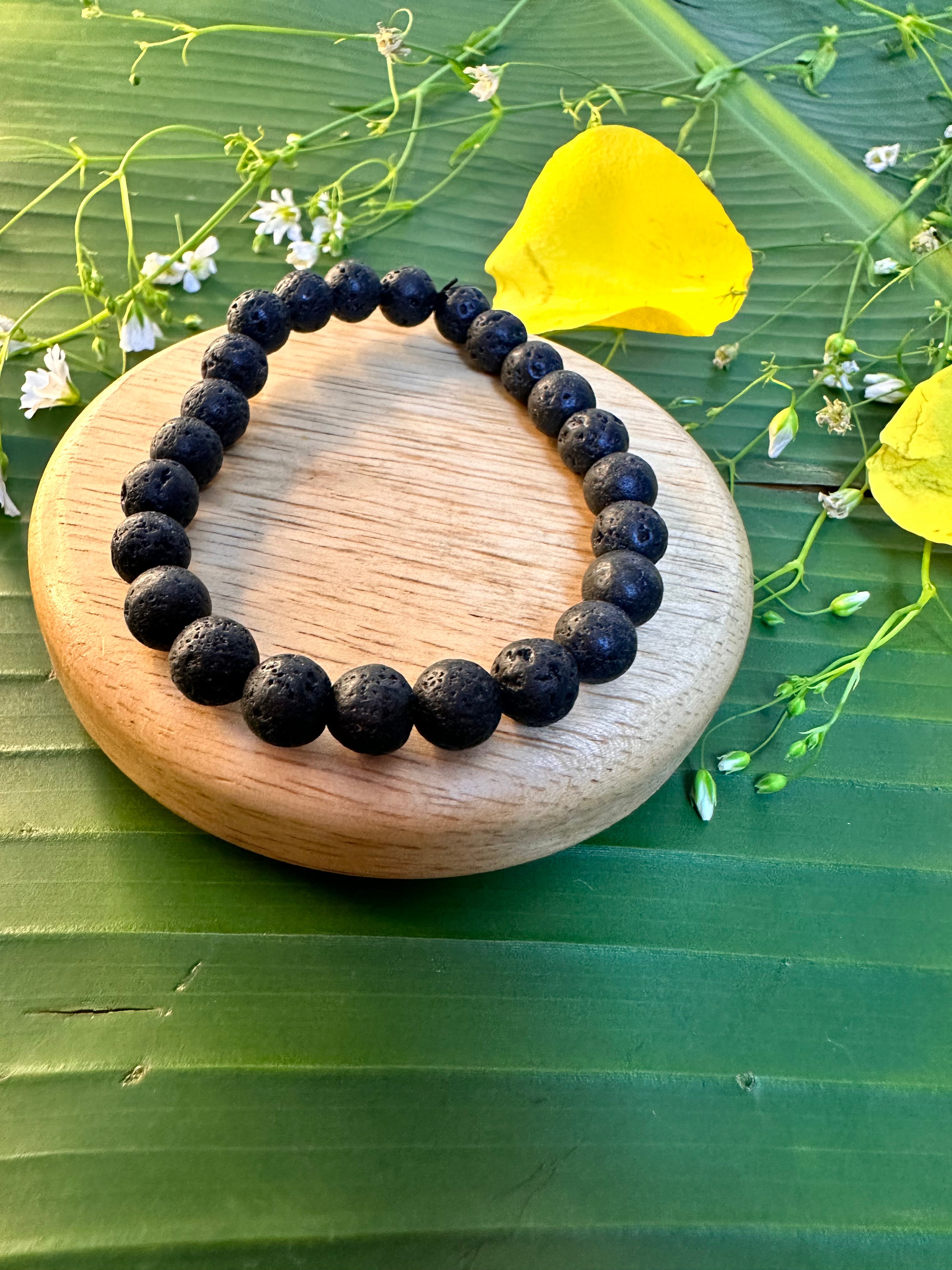 Grounding, Stability and Energy Booster Bracelet: Lava Stone Bracelet - Abhimantrit & Certified